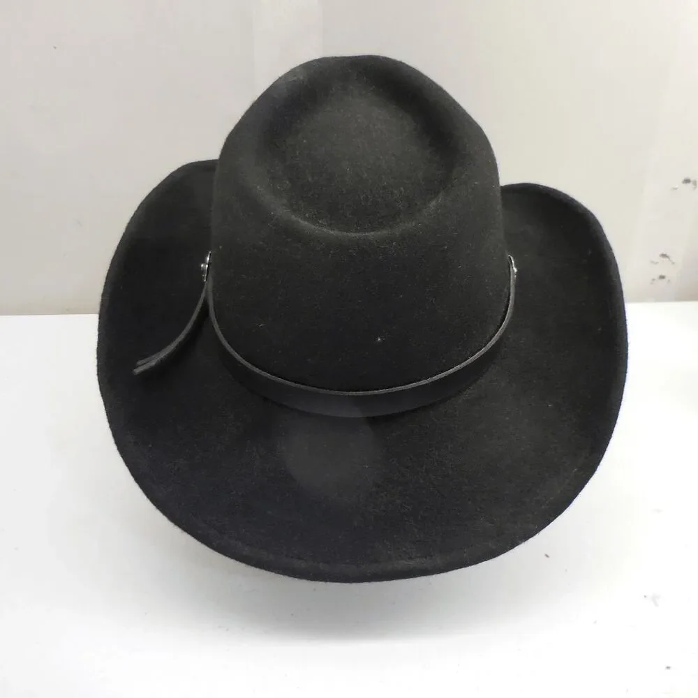 Mens Turner Hat Company 100% Wool Cheyenne Black Western Cowboy Hat 7 1/4-7 3/8